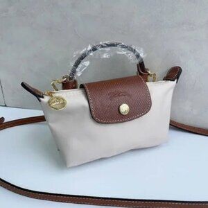 Longchamp Le Pliage Whirte Mini Canvas Tote Zipper Closure